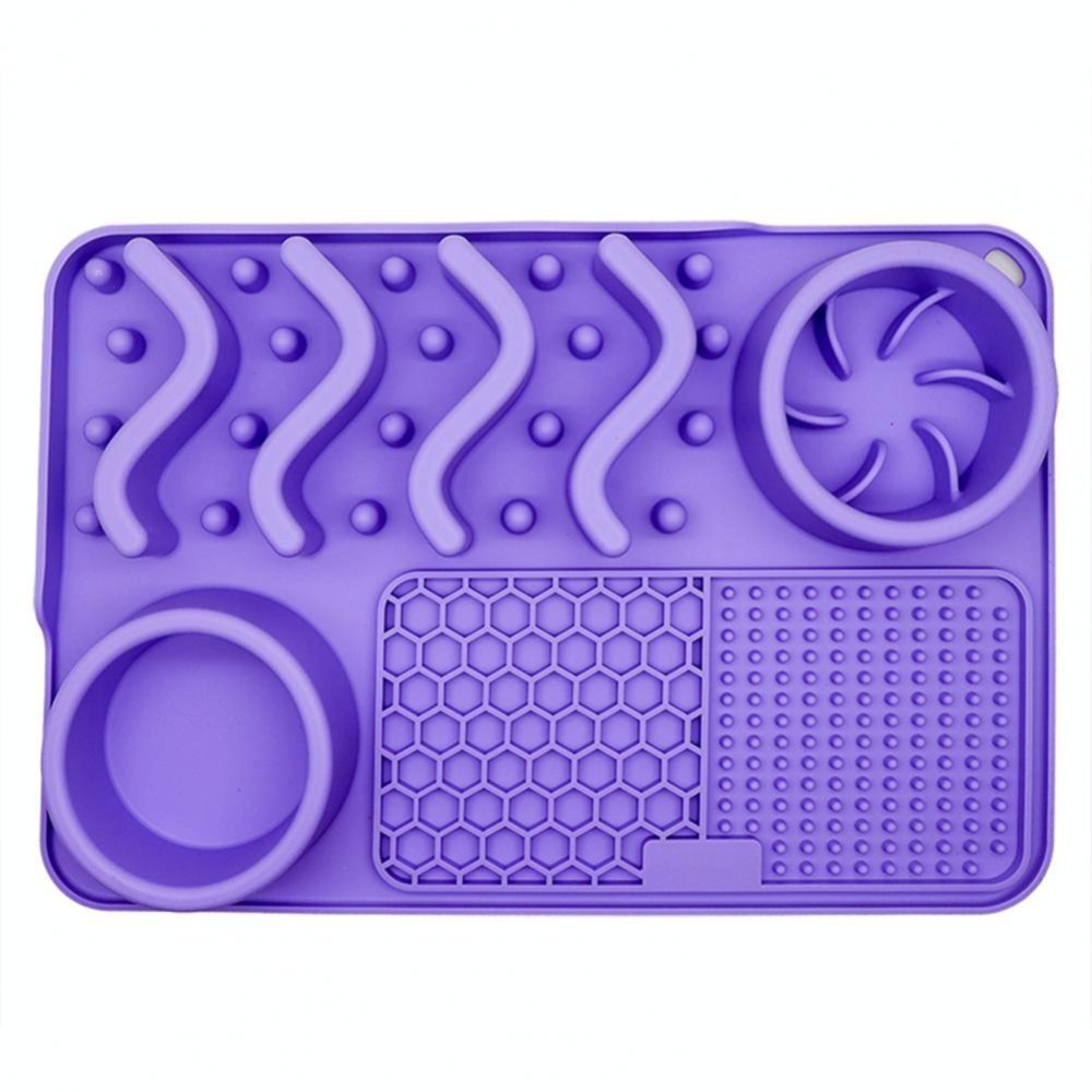 PETS357 Pet Licking Cushion Silicone Smell Food Bowl Cats And Dog Slow Food Plate(Purple)
