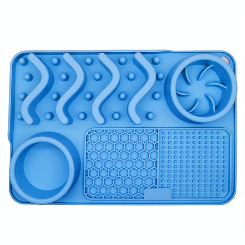 PETS357 Pet Licking Cushion Silicone Smell Food Bowl Cats And Dog Slow Food Plate(Sky Blue)