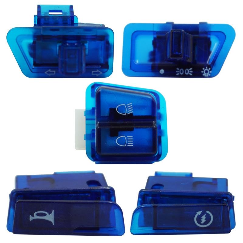 Motorcycle Headlight Horn Steering Switch Accessories(5 in 1 Blue)