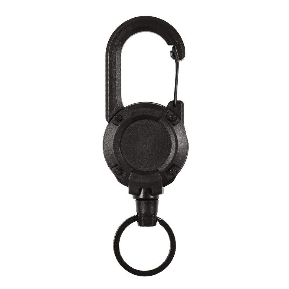 Backpack Carabiner Plastic Retractable Pull Badge Reel, Color: Black-Steel Wire Rope