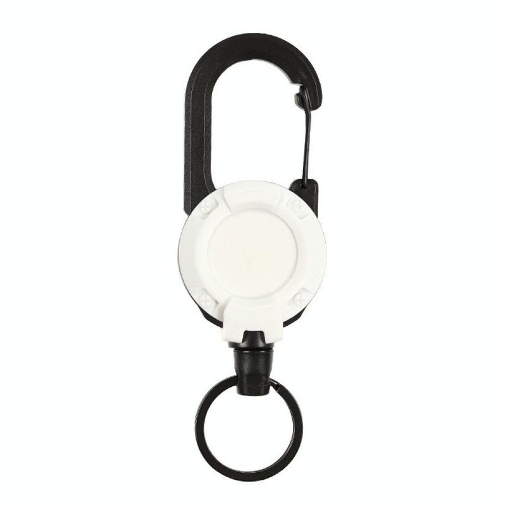 Backpack Carabiner Plastic Retractable Pull Badge Reel, Color: White-Steel Wire Rope
