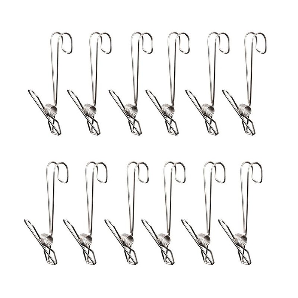 12pcs With Long Tail Clothes Drying Clip Stainless Steel Ribbon Hook Hanging Clip