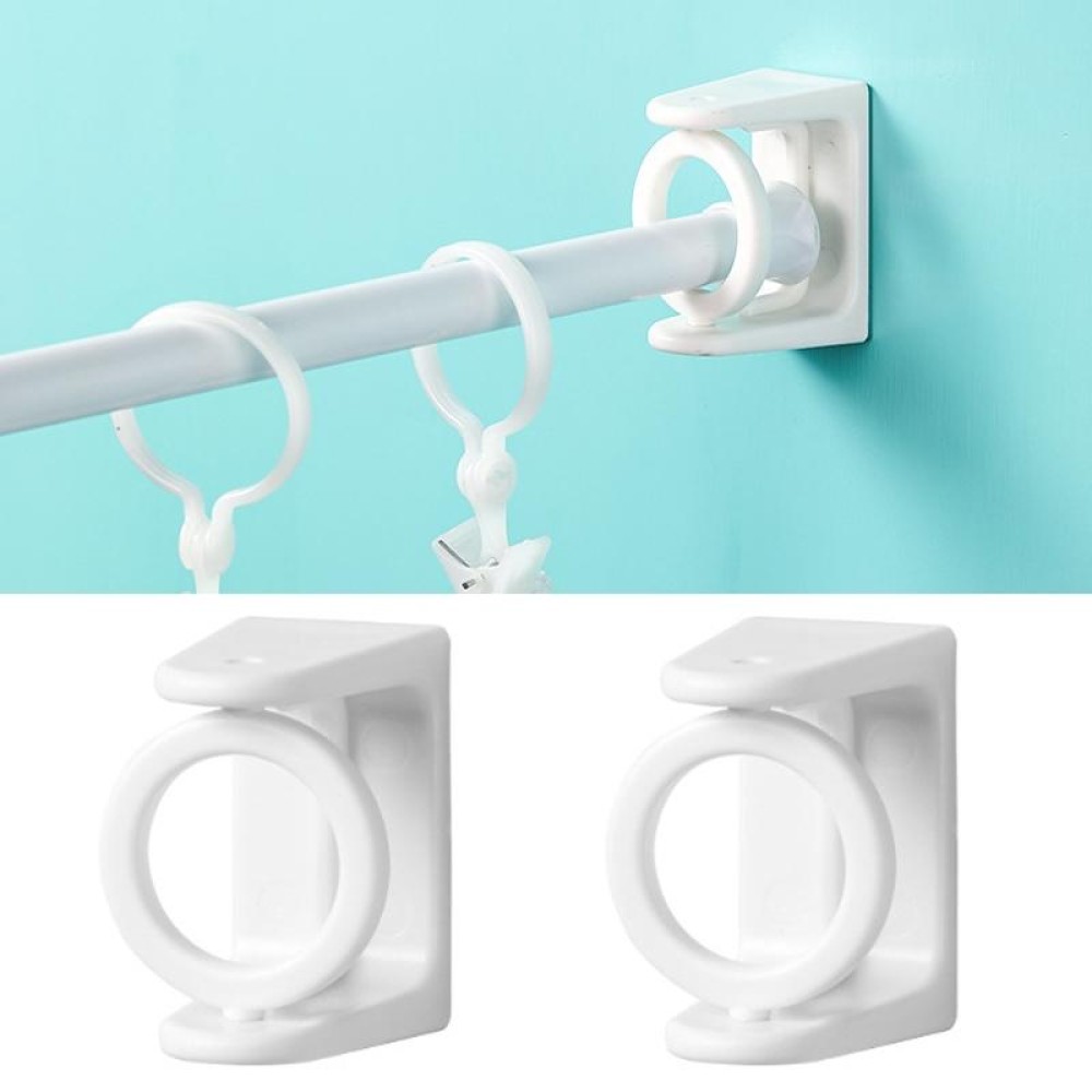 2pcs /Pack Turnable Circle Triangle Ring Telescopic Rod Hook Props Fixed Bracket, Color: White Adhesive Model