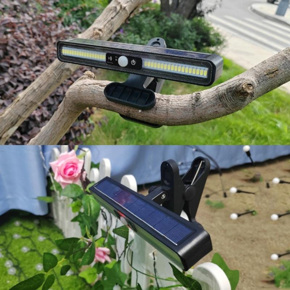 TX-200 Solar Landscape Waterproof Decoration Staircase Light Human Body Induction Lamp, Color: Black Shell White Light+Clip