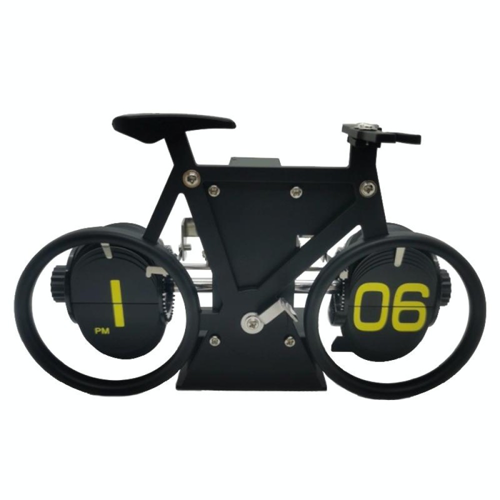 HY-F087 Retro Bicycle Shape Automatic Flip Home Decorative Turning Clock(Black)