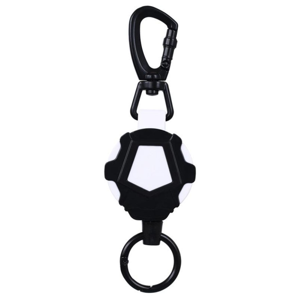 Telescopic High Resilience Steel Wire Rope Metal Anti-theft Buckle(Quick Release Ring Black White)