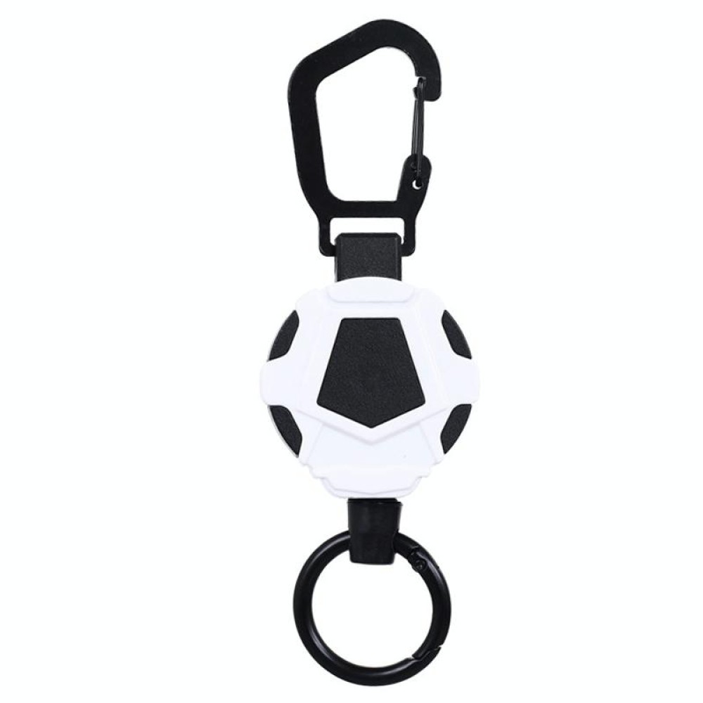 Telescopic High Resilience Steel Wire Rope Metal Anti-theft Buckle(Quick Release Ring White Black)