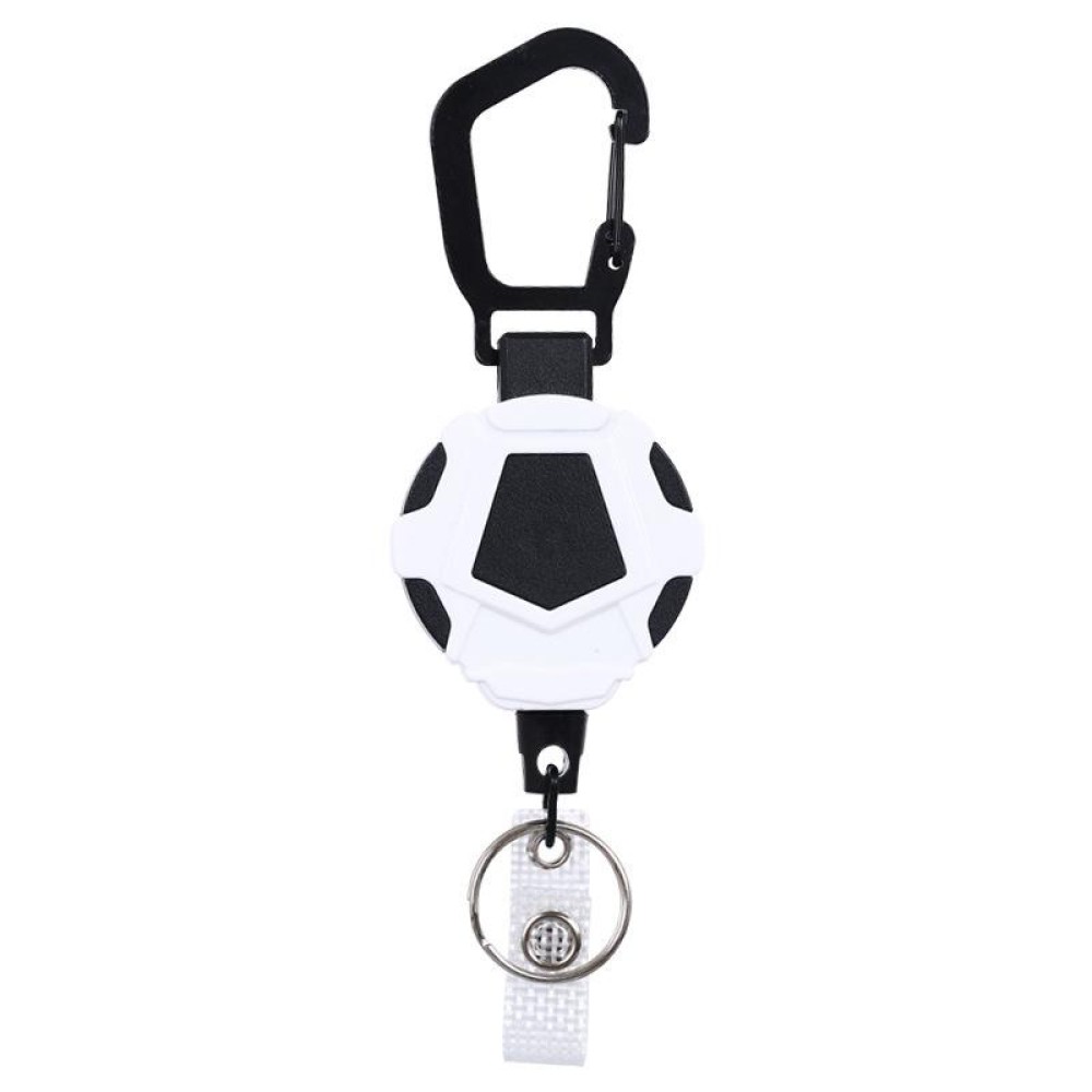 Telescopic High Resilience Steel Wire Rope Metal Anti-theft Buckle(Key Ring White Black)