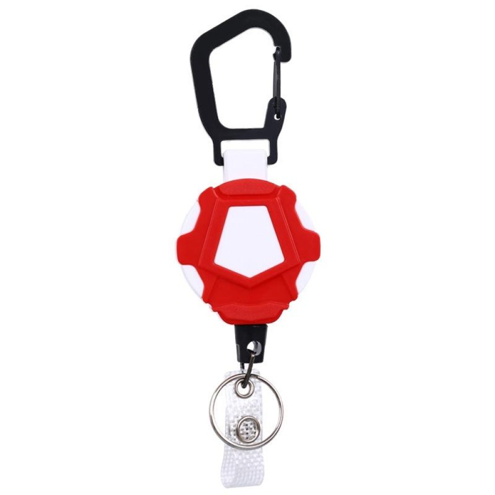 Telescopic High Resilience Steel Wire Rope Metal Anti-theft Buckle(Key Ring Red White)