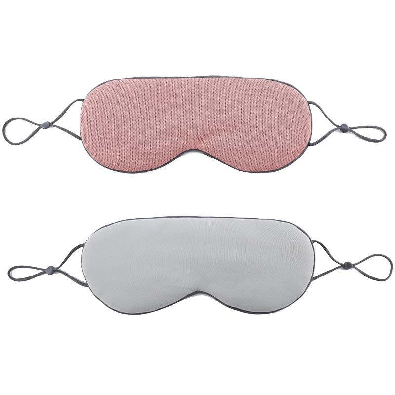 2pcs Double-sided Sleep Eye Mask Elastic Bandage Travel Eyeshade(Lotus Pink + Light Gray Blue)