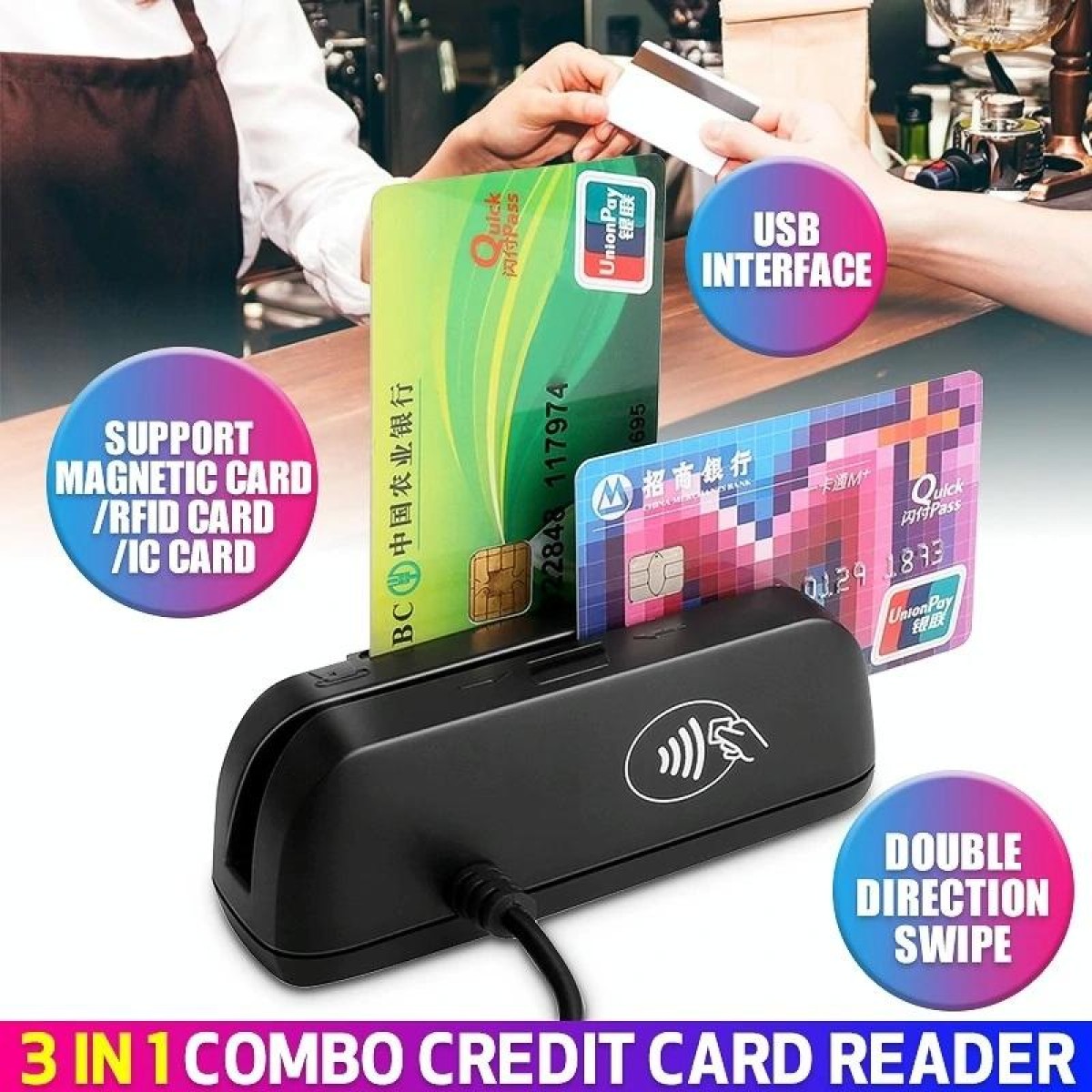 YL116U-3 3 in 1 IC Card Induction Magnetic Card Reader