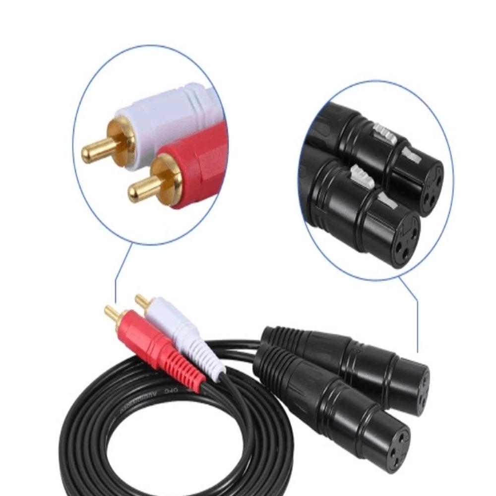 2RCA To 2XLR Speaker Canon Cable Audio Balance Cable, Size: 0.5m(Dual Lotus To Dual Female)