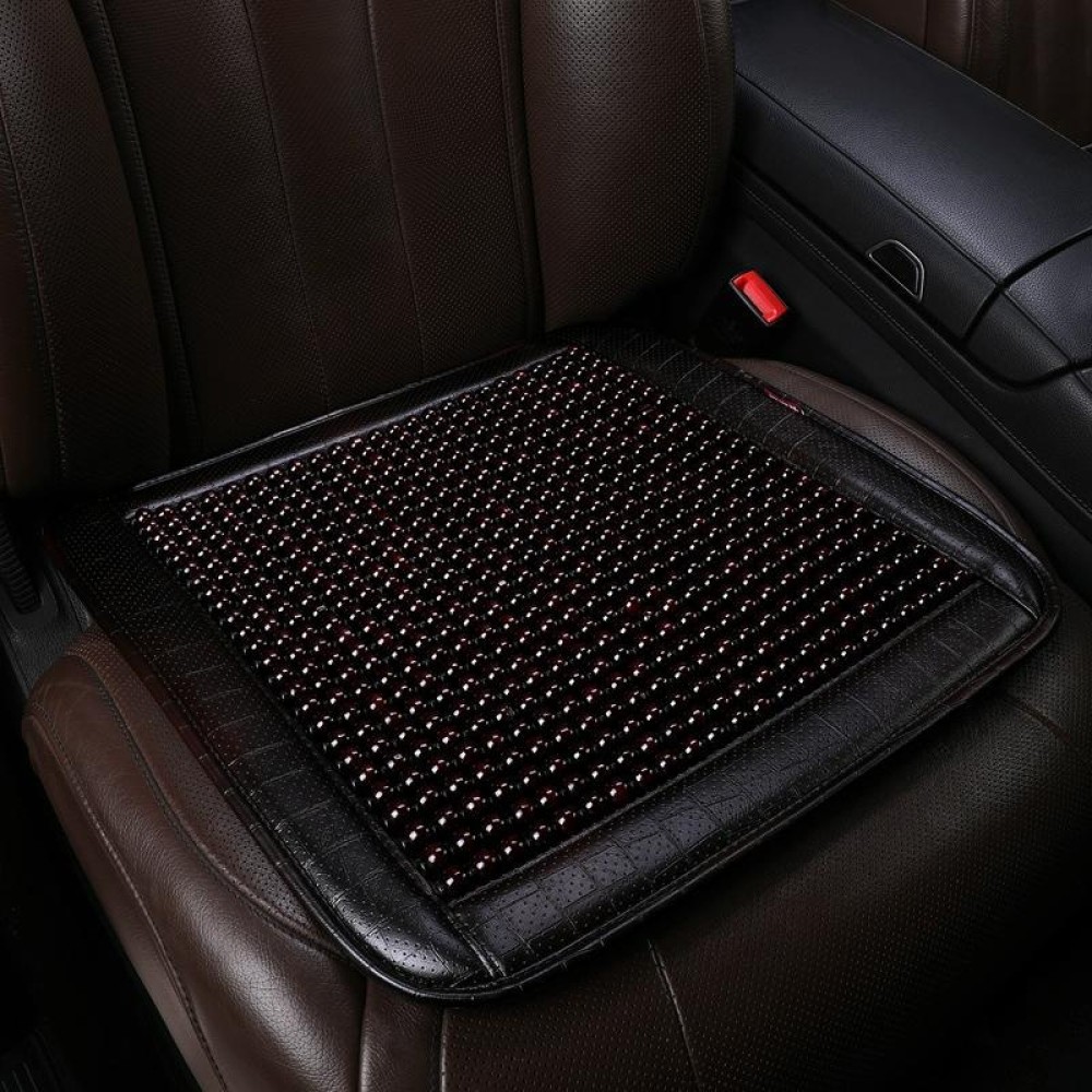 Car Maple Wood Beads Cushion Summer Massage Office Cold Cushion, Style: Small Square Pad(Coffee Edge Red Beads)