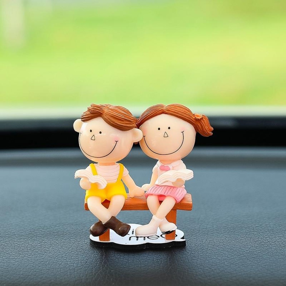 Car Ornament Ornament Lovely Kissing Couple Doll, Color: Stool Reading Couple