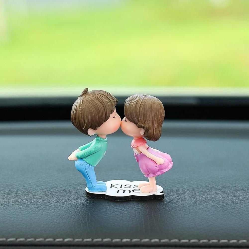 Car Ornament Ornament Lovely Kissing Couple Doll, Color: Blue Purple Kiss Couple