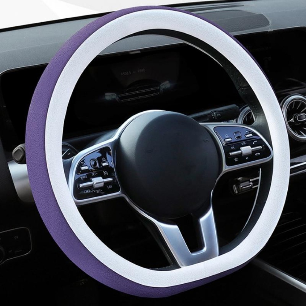 Car Steering Wheel Short Plush Winter Non-slip Grip Cover, Size: 38cm(D Shaped Purple)