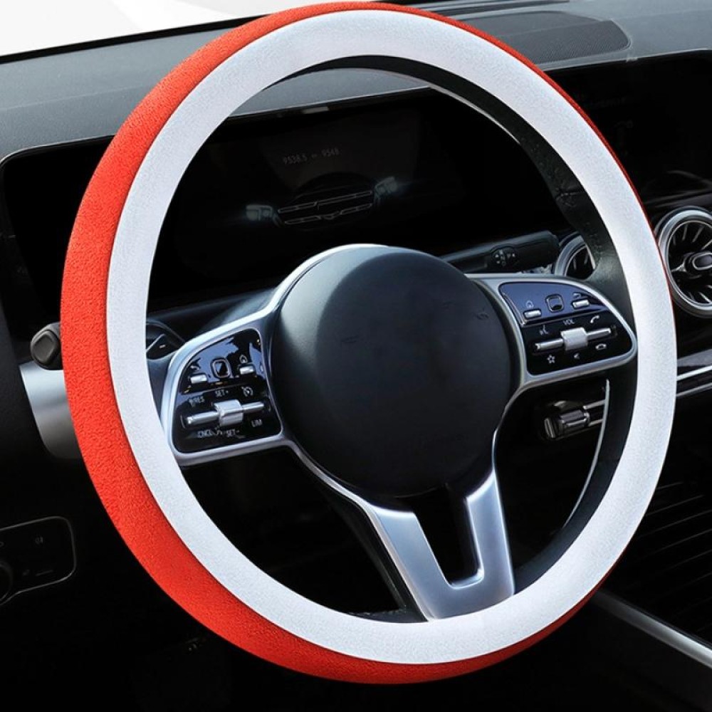 Car Steering Wheel Short Plush Winter Non-slip Grip Cover, Size: 38cm(Round Orange)
