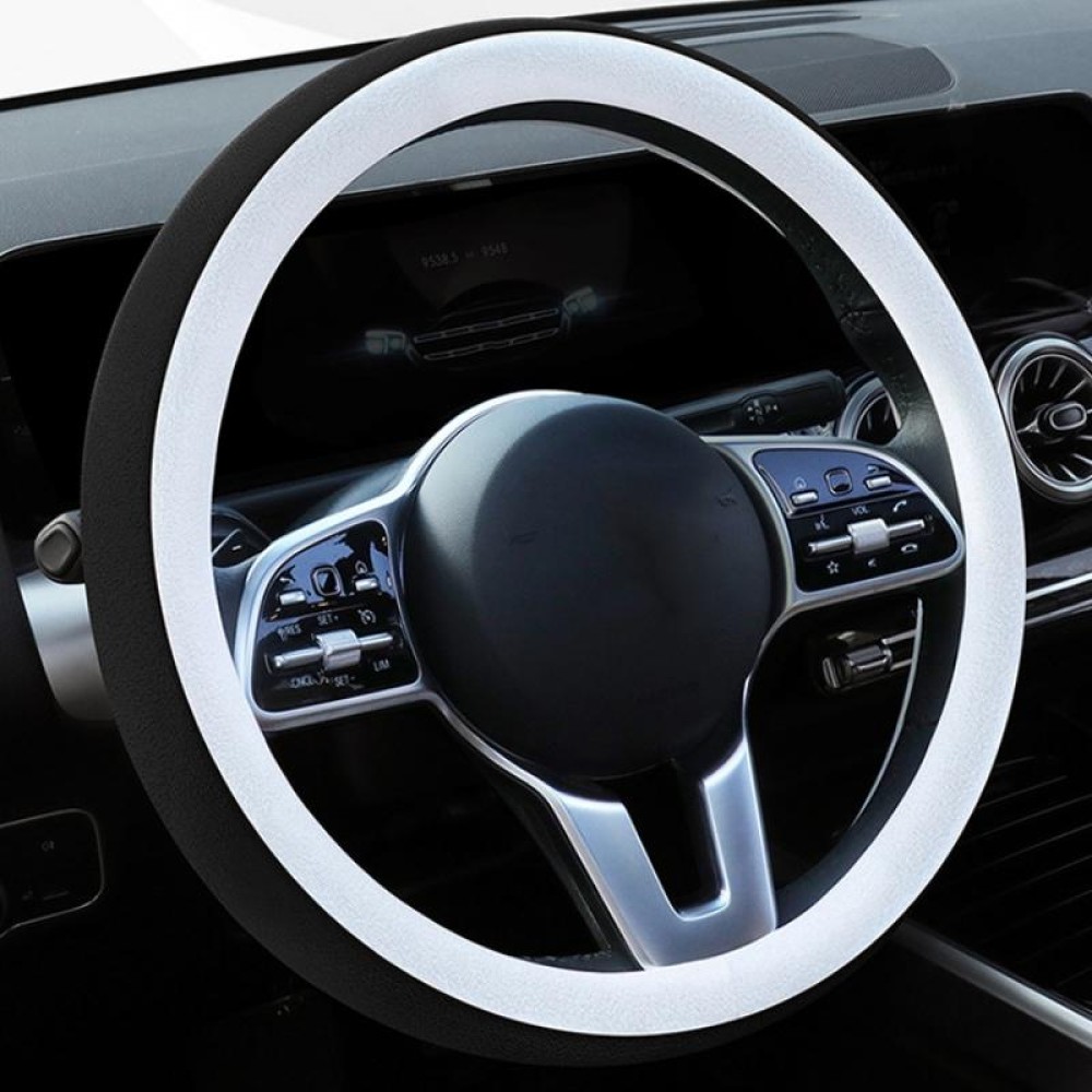 Car Steering Wheel Short Plush Winter Non-slip Grip Cover, Size: 38cm(Round Black)