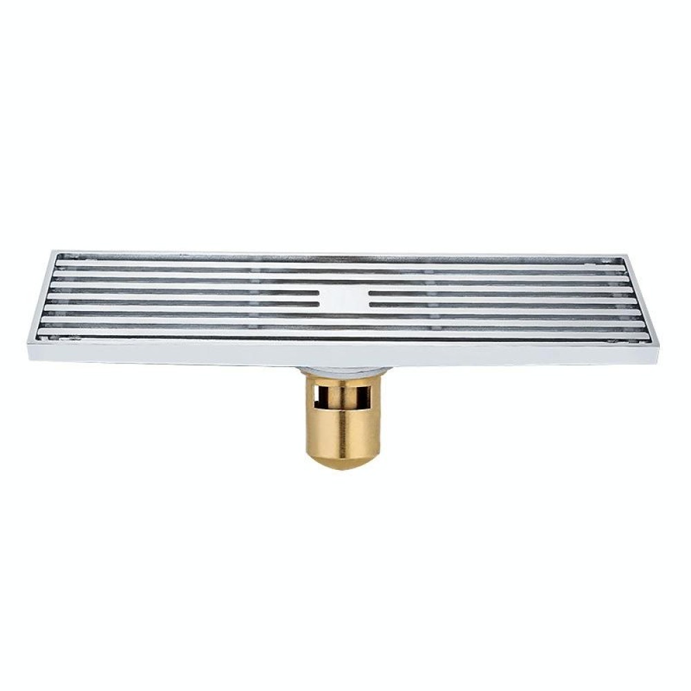 8x30cm Extended Full Copper Strip Floor Drain, Style: K8034 Chrome Plated+5.5 Deep Water Seal