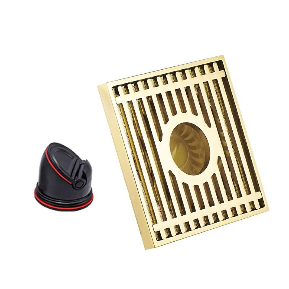 Full Copper Odor Proof Floor Drain, Style: K7002 Gold Dual Use+Straight Row