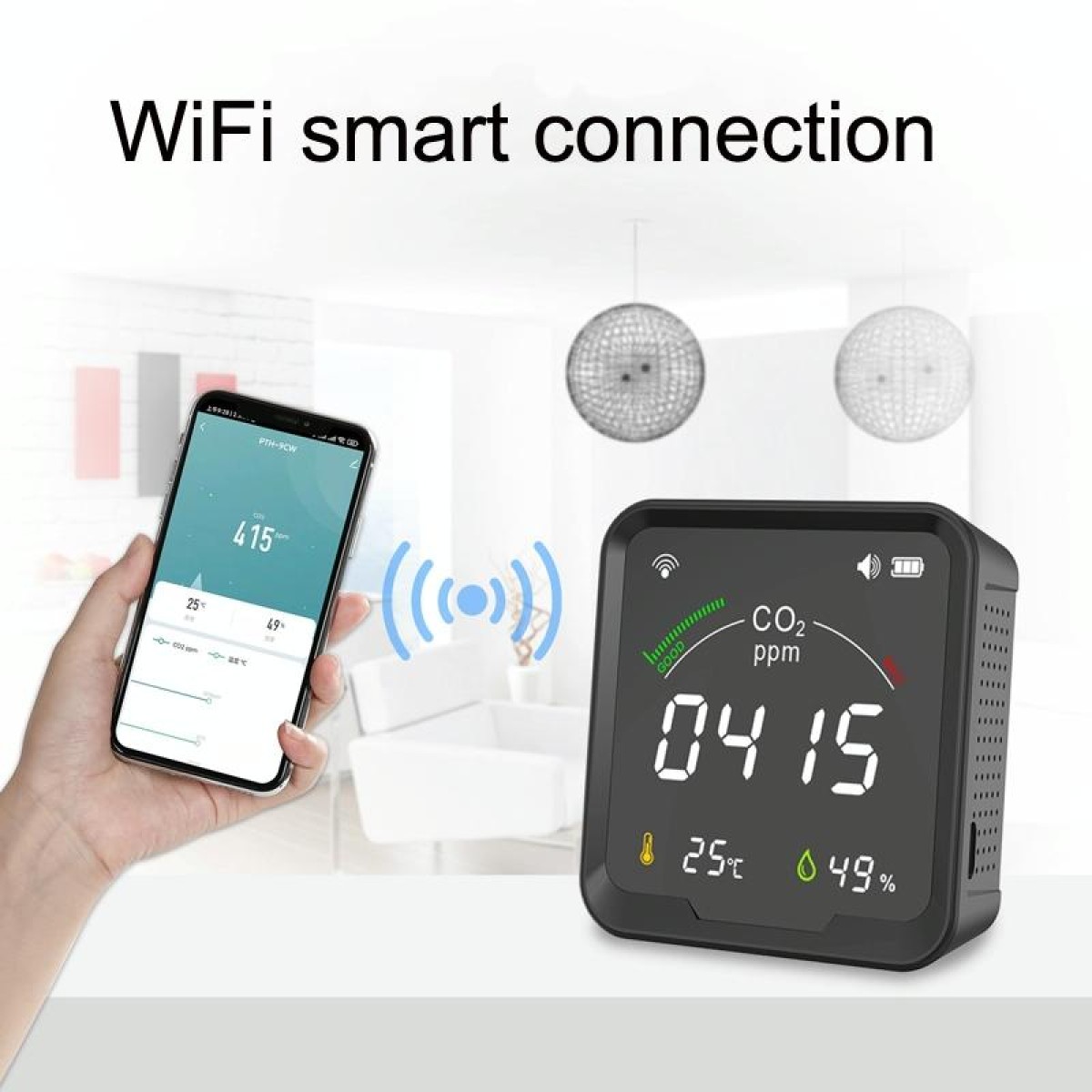 PTH-9CW Wifi Intelligent Infrared CO2 Detector Air Quality Detector Home Temperature And Humidity Meter