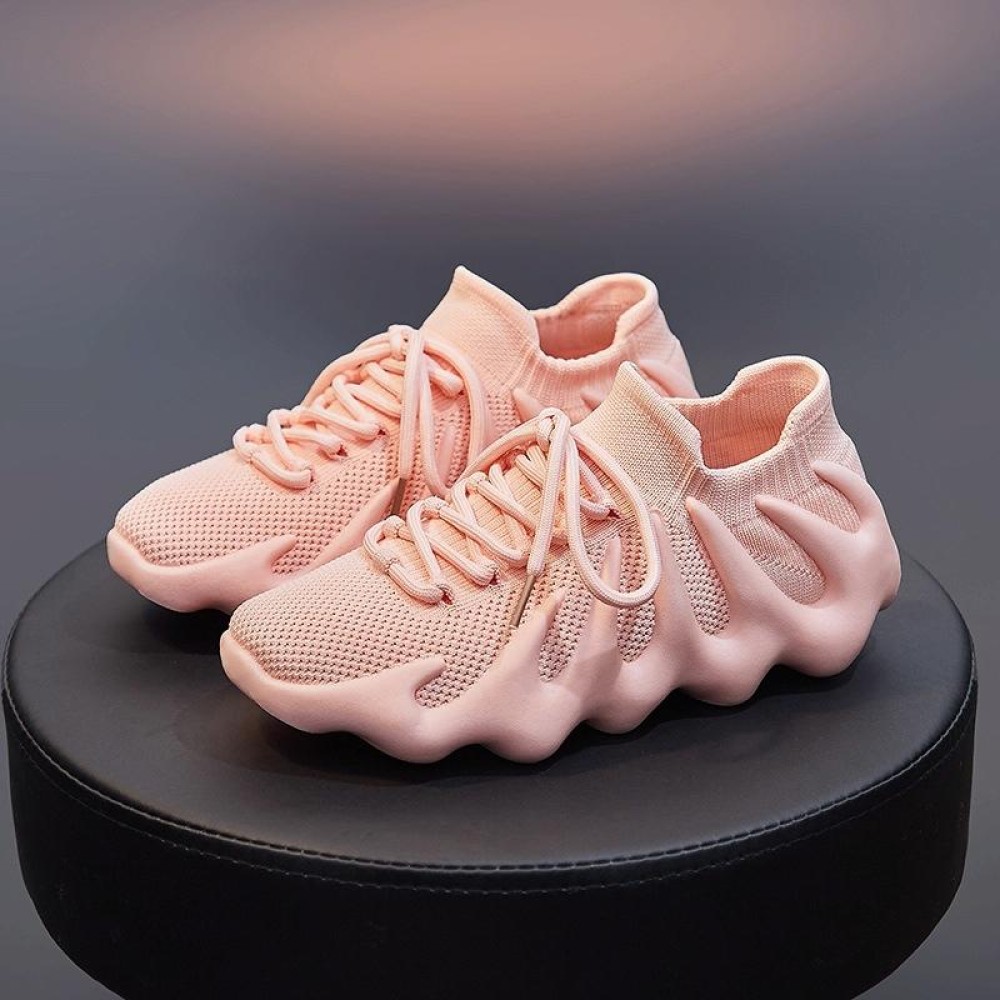 450 Summer Breathable Sock Shoes Fly Woven Comfortable Casual Shoes, Size: 36(Pink)