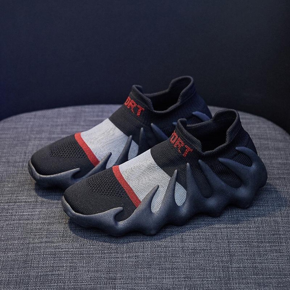 450-11 Summer Mesh Breathable Socks Shoes Flyweave Comfortable Running Casual Shoes, Size: 35(Black)