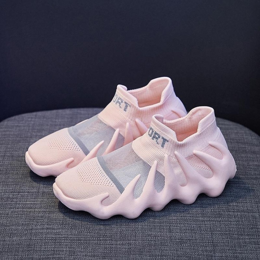450-11 Summer Mesh Breathable Socks Shoes Flyweave Comfortable Running Casual Shoes, Size: 35(Pink)