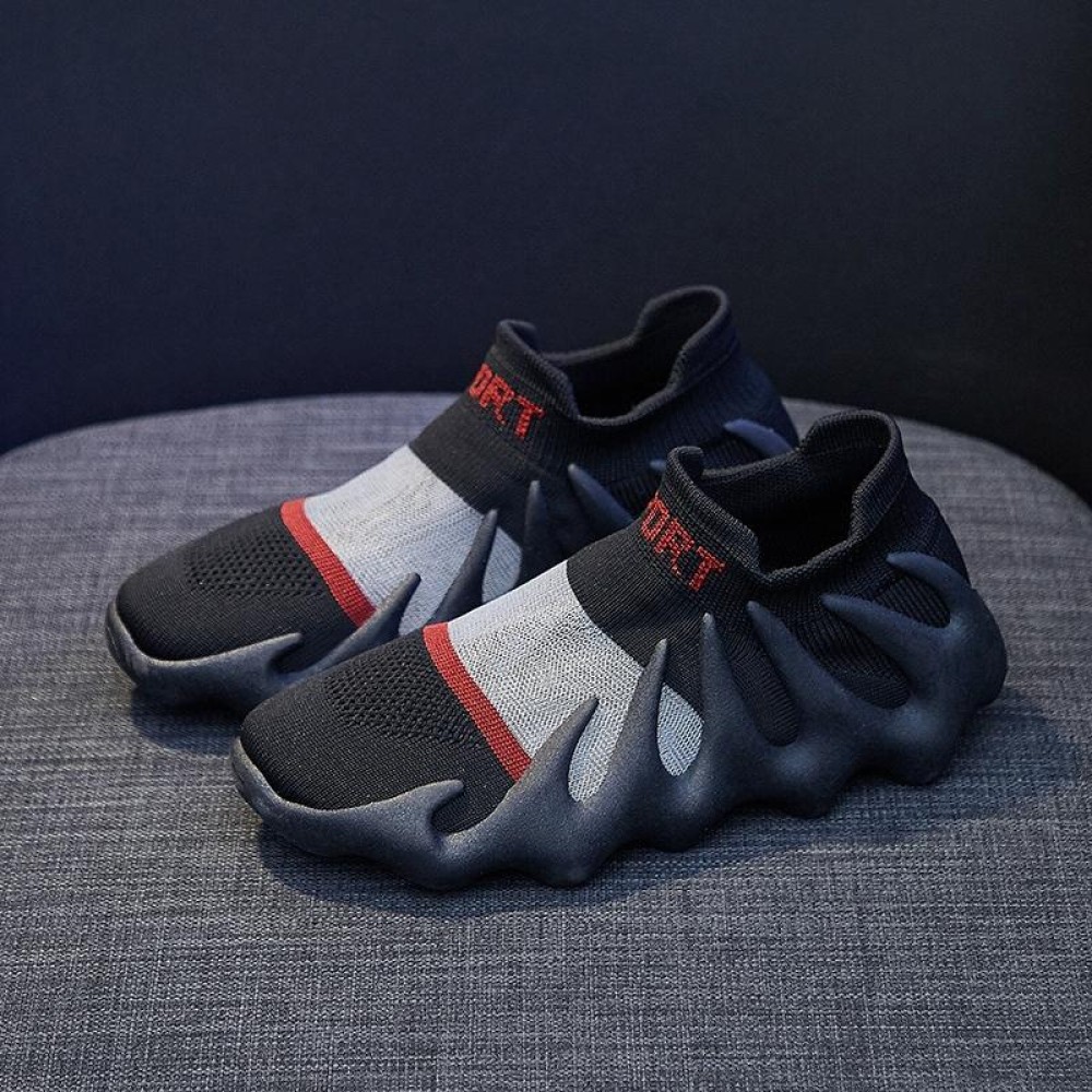 450-11 Summer Mesh Breathable Socks Shoes Flyweave Comfortable Running Casual Shoes, Size: 38(Black)