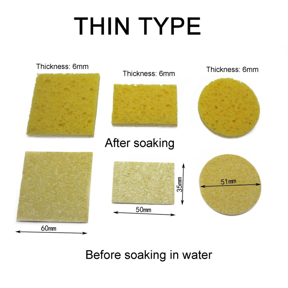 10pcs Soldering Iron Tin Remover Cleaning Cotton Wood Pulp Sponge,Spec: Thin Rectangular 3.5x5cm