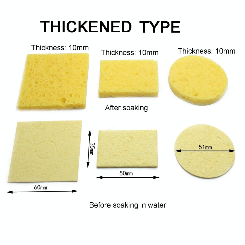 10pcs Soldering Iron Tin Remover Cleaning Cotton Wood Pulp Sponge,Spec: Thickened Rectangular 3.5x5cm