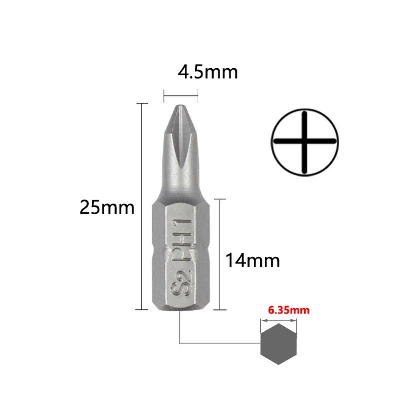 10pcs Electric Screwdriver Short Batch Head Strong Magnetic Driver Head, Series: Phillips PH1