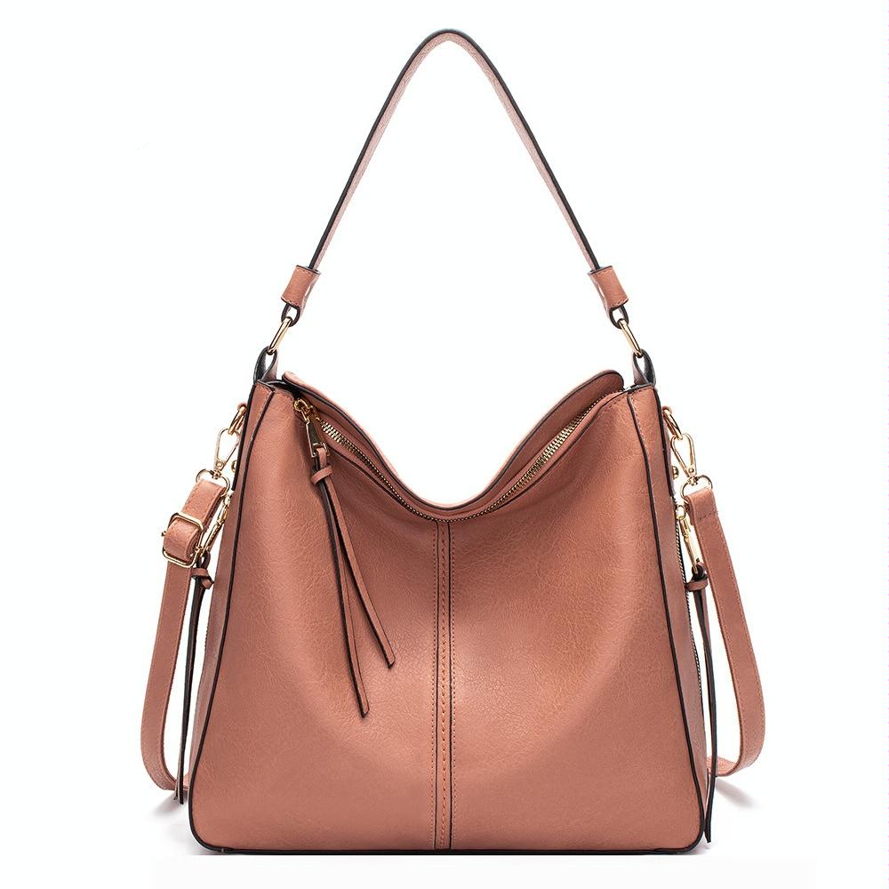 7871 Large Capacity Adjustable Leather Tote Bag Multi-compartment Shoulder Bag, Color: Pink