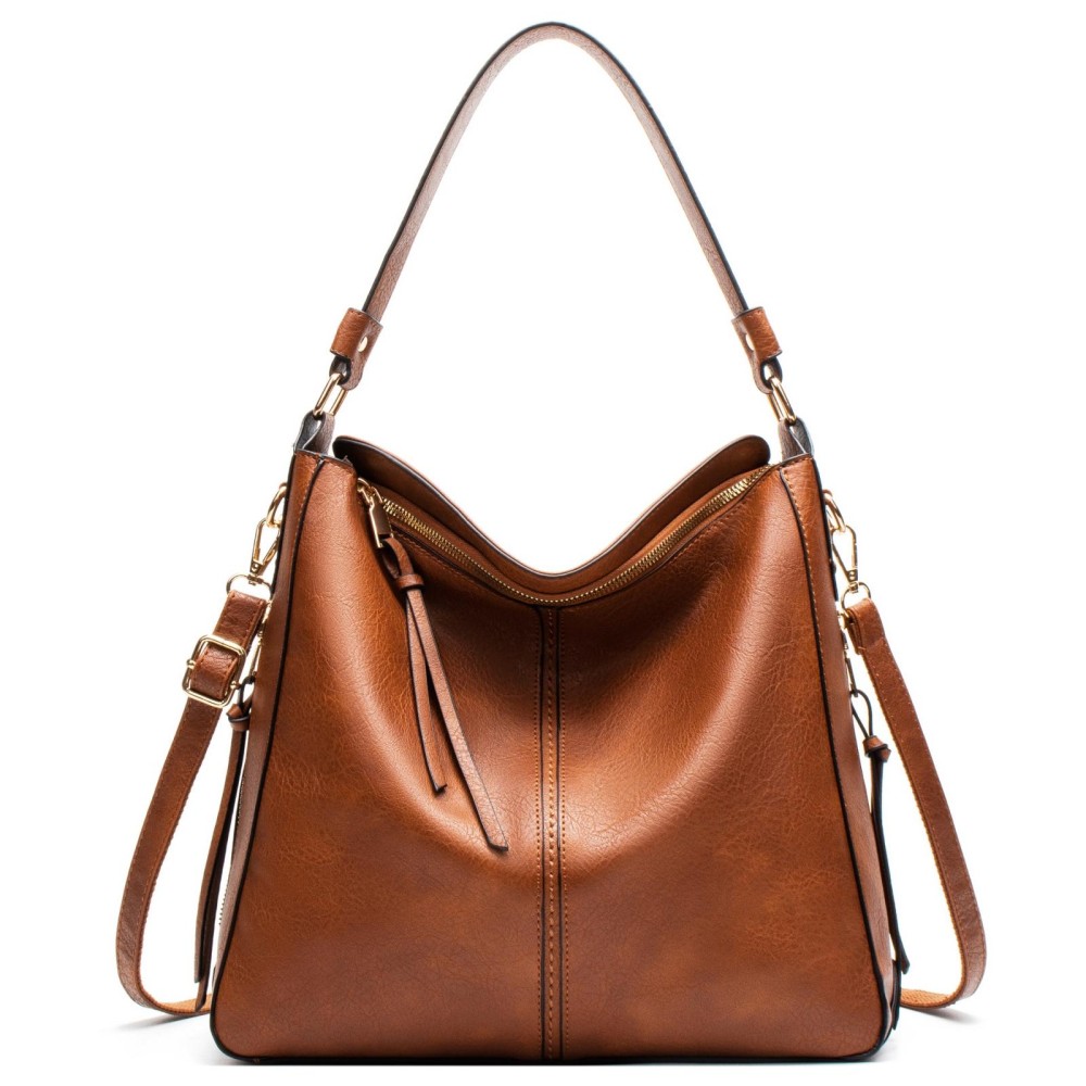 7871 Large Capacity Adjustable Leather Tote Bag Multi-compartment Shoulder Bag, Color: Brown