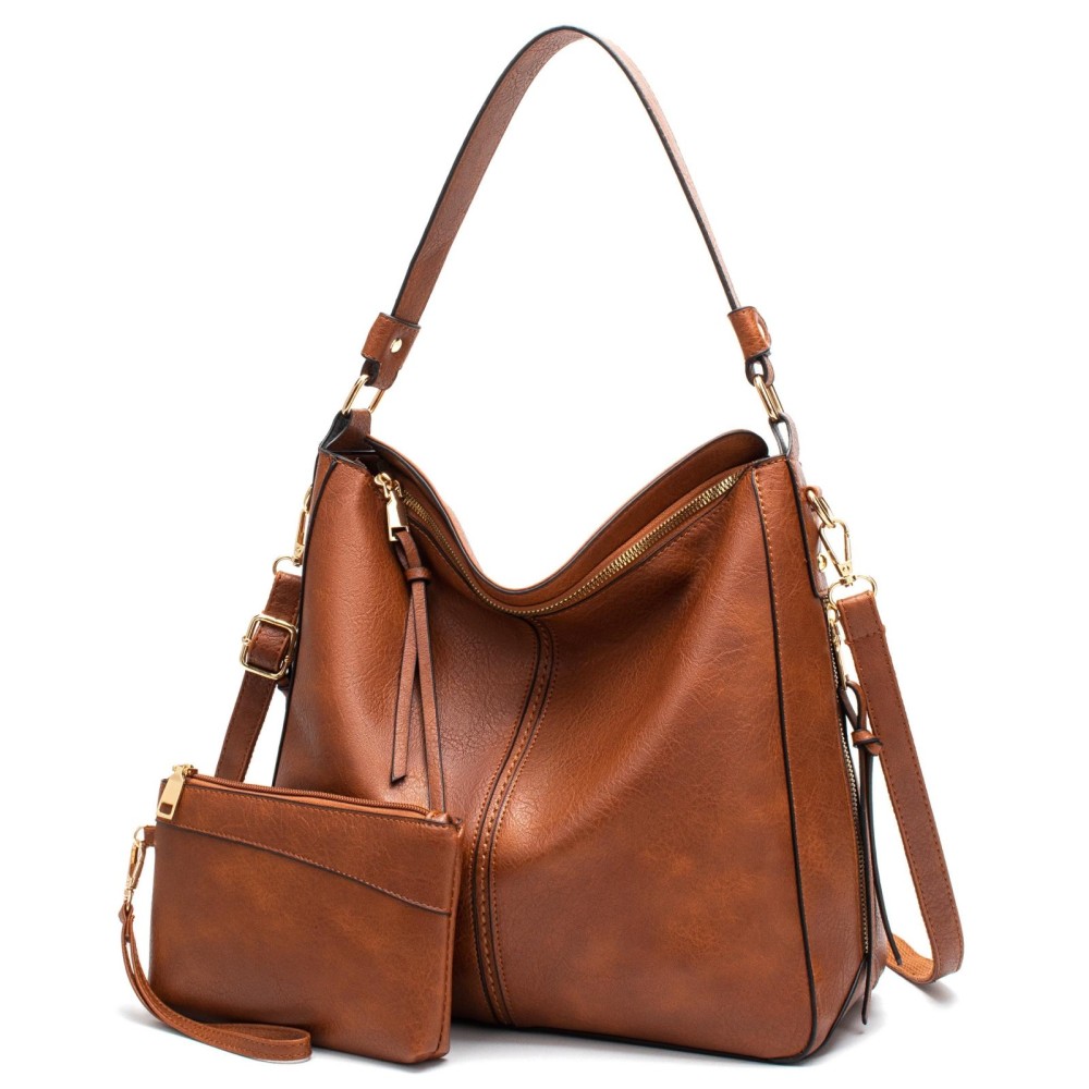 7871 Large Capacity Adjustable Leather Tote Bag Multi-compartment Shoulder Bag, Color: 2-In-1 Brown