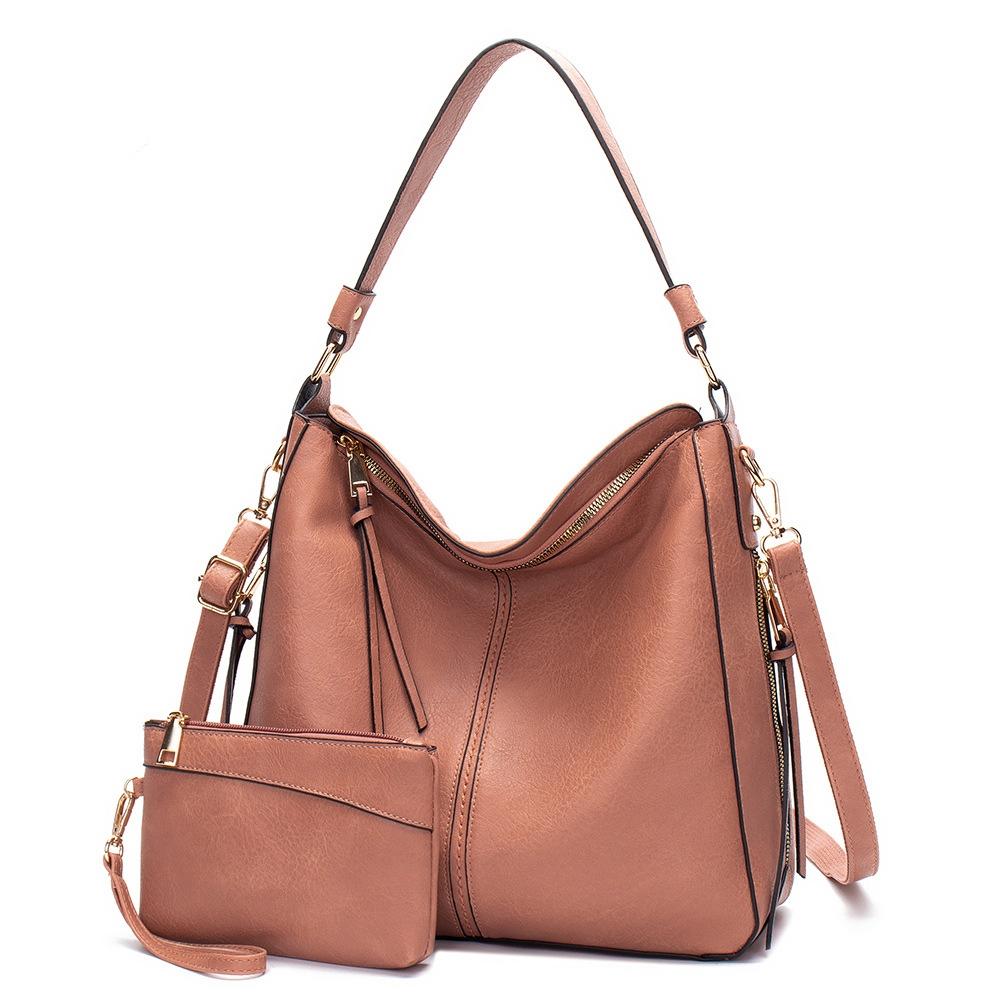 7871 Large Capacity Adjustable Leather Tote Bag Multi-compartment Shoulder Bag, Color: 2-In-1 Pink
