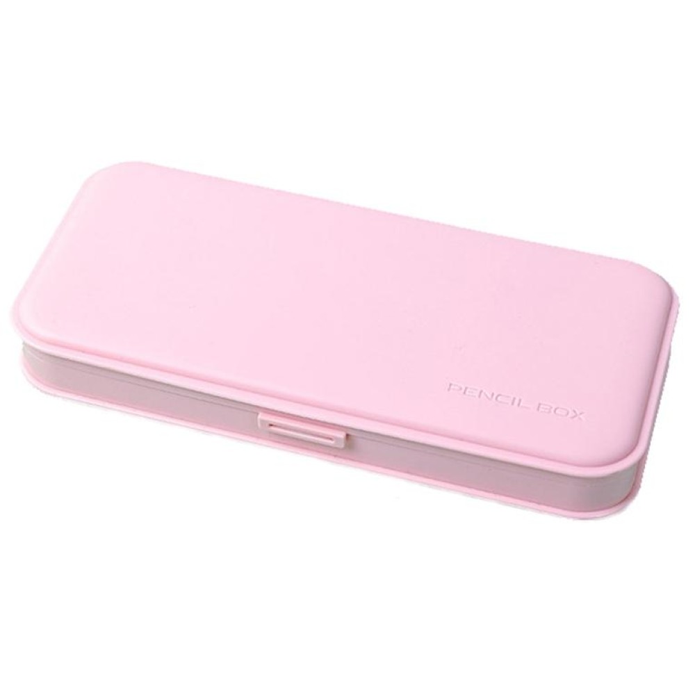 WJ-WJH-2 Plastic Compartment Large-capacity Shatter-resistant Flip-top Stationery Box(Pink)