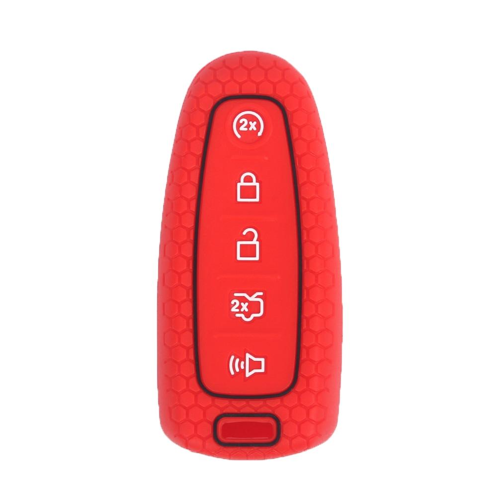 For Ford Edge/Explorer 2pcs 5-Button Key Silicone Case(Red)
