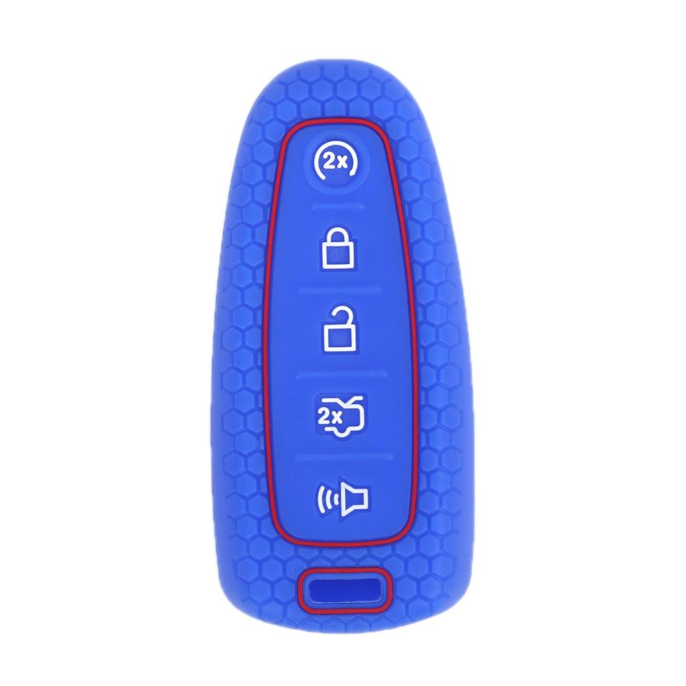 For Ford Edge/Explorer 2pcs 5-Button Key Silicone Case(Sea Blue)