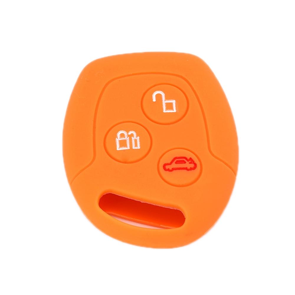 For Ford Transit/Focus 2pcs 3-Button Silicone Key Protector(Orange)