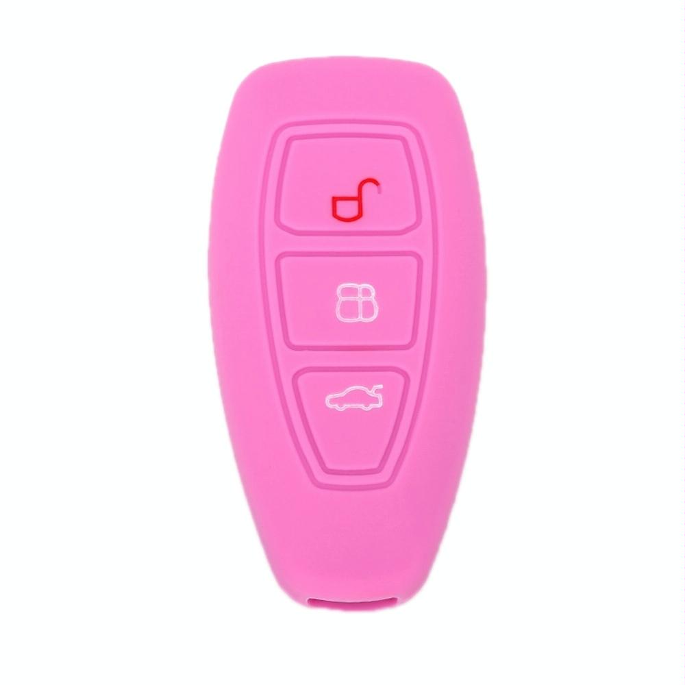 For Ford Focus/Mondeo 2pcs Folding Three-Button Key Protect Cover(Pink)