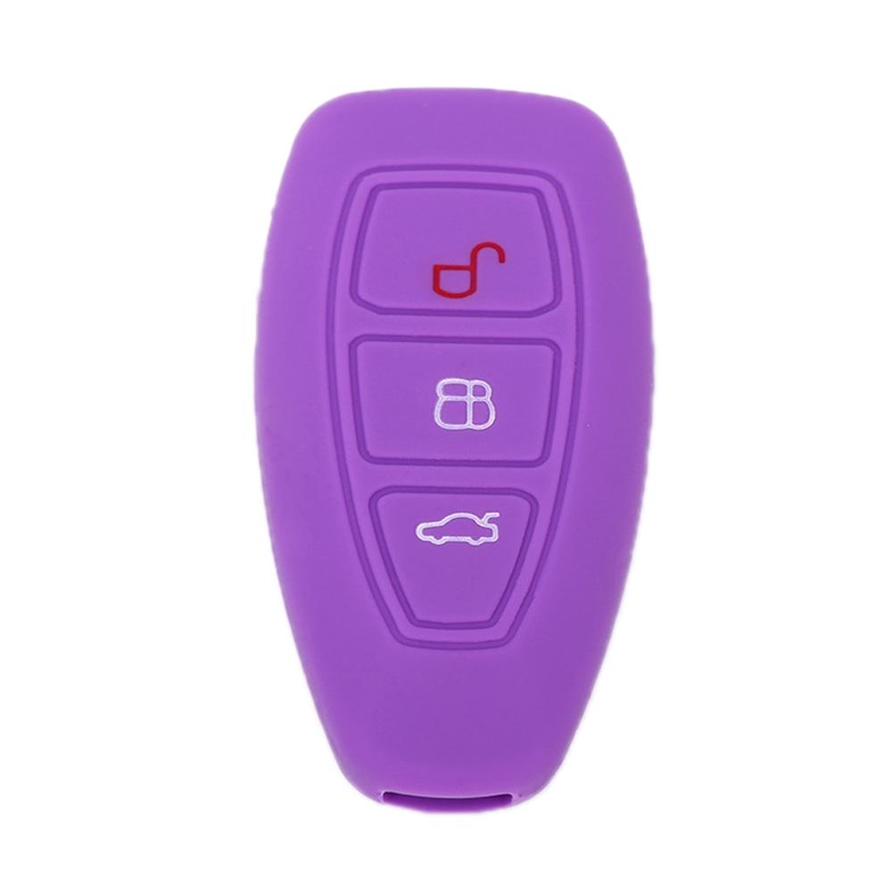 For Ford Focus/Mondeo 2pcs Folding Three-Button Key Protect Cover(Purple)