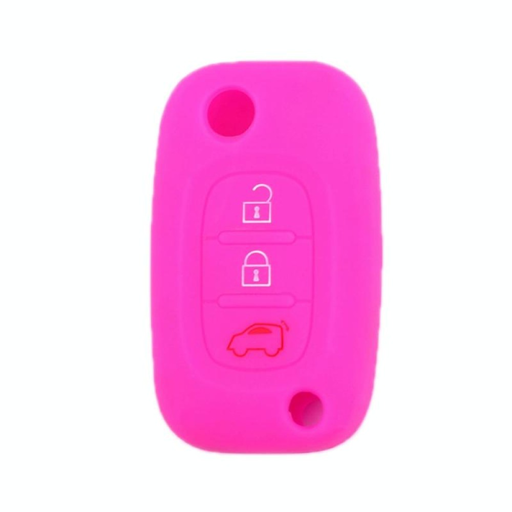 For Mercedes-Benz Smart Folding 2pcs 3 Button Silicone Key Case(Rose Red)
