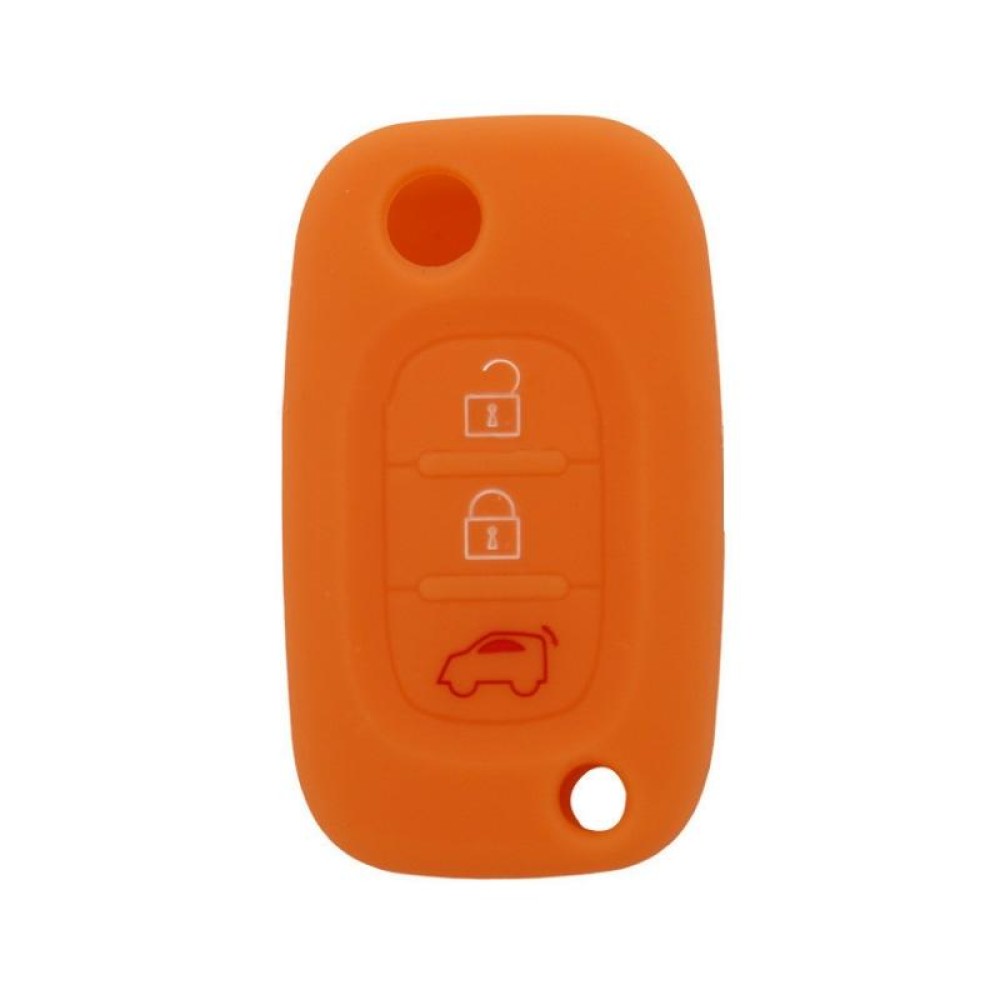 For Mercedes-Benz Smart Folding 2pcs 3 Button Silicone Key Case(Orange)