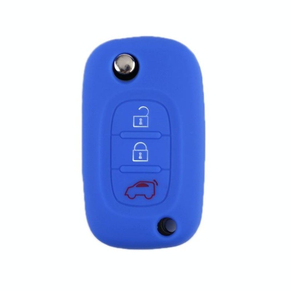 For Mercedes-Benz Smart Folding 2pcs 3 Button Silicone Key Case(Sea Blue)