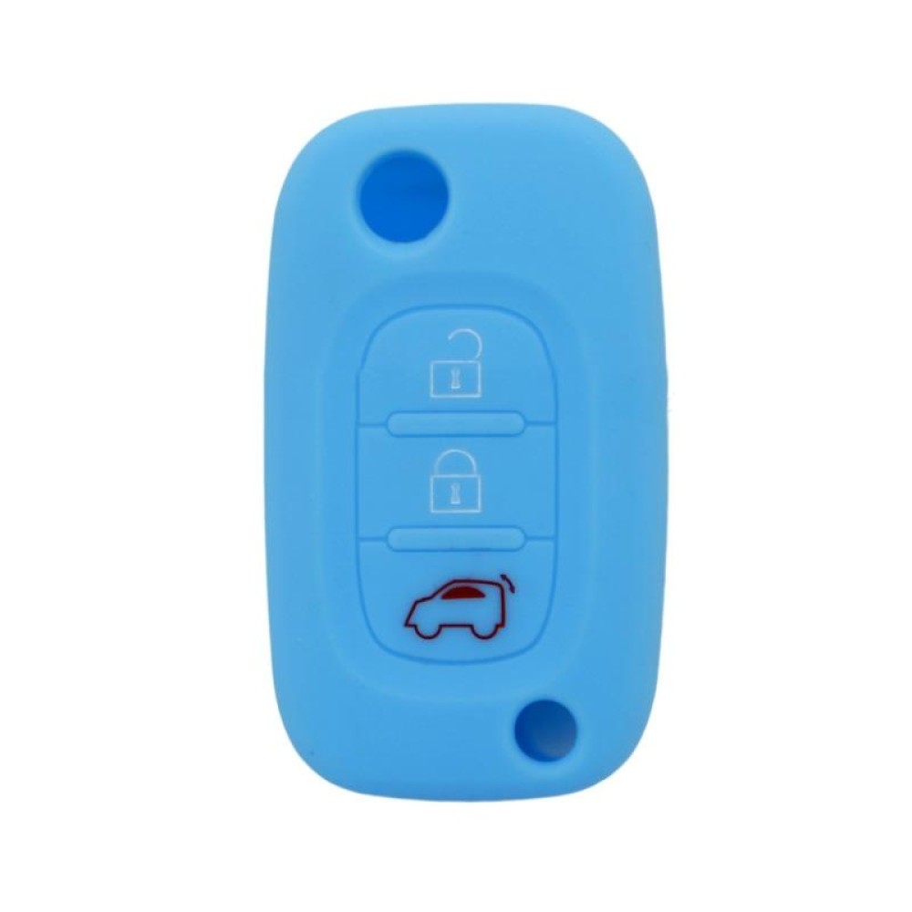 For Mercedes-Benz Smart Folding 2pcs 3 Button Silicone Key Case(Light Blue)