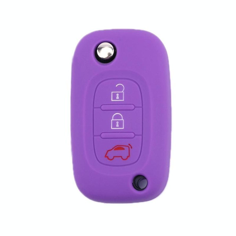 For Mercedes-Benz Smart Folding 2pcs 3 Button Silicone Key Case(Purple)