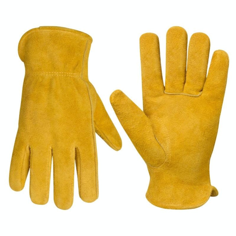 A2421 Cowhide High Temperature Welding Gloves Insulated Aluminum Foil Anti-Heat Gloves(L Yellow)