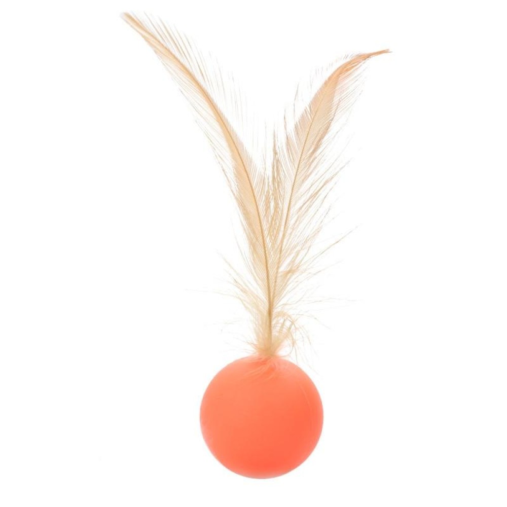 Elastic Ball Feather Cat Teaser Stick High Elastic Cat Toy(Orange)