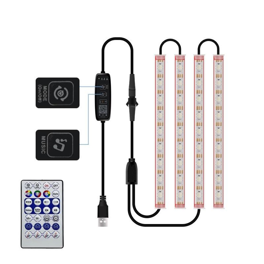 USB Car Atmosphere Decoration Symphony LED Lights, Specification: 36 LED+28 Key Remote Control